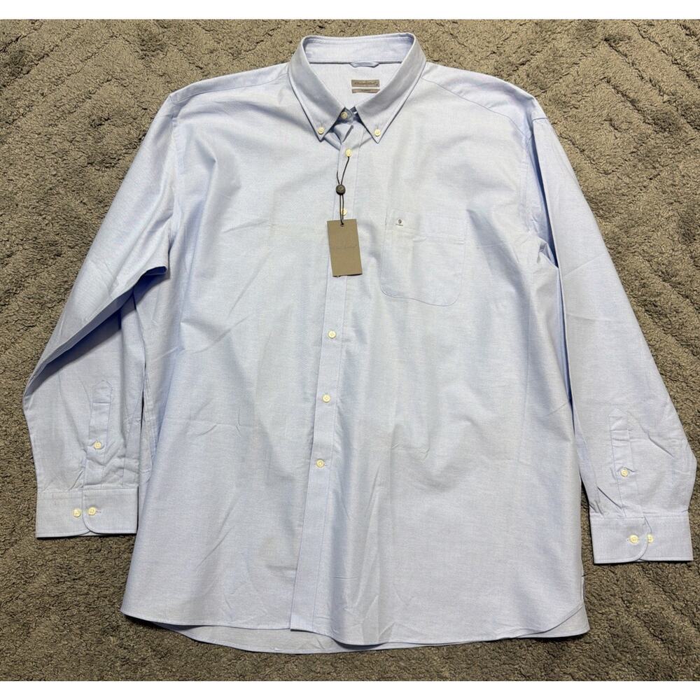 Emidio Tucci 100% Cotton Light Blue Classic Oxford Dress Shirt Size 9 NWT